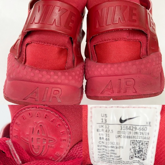 Nike Air Huarache All Triple Red Varsity 318429-660 Size US13 - Picture 9 of 13